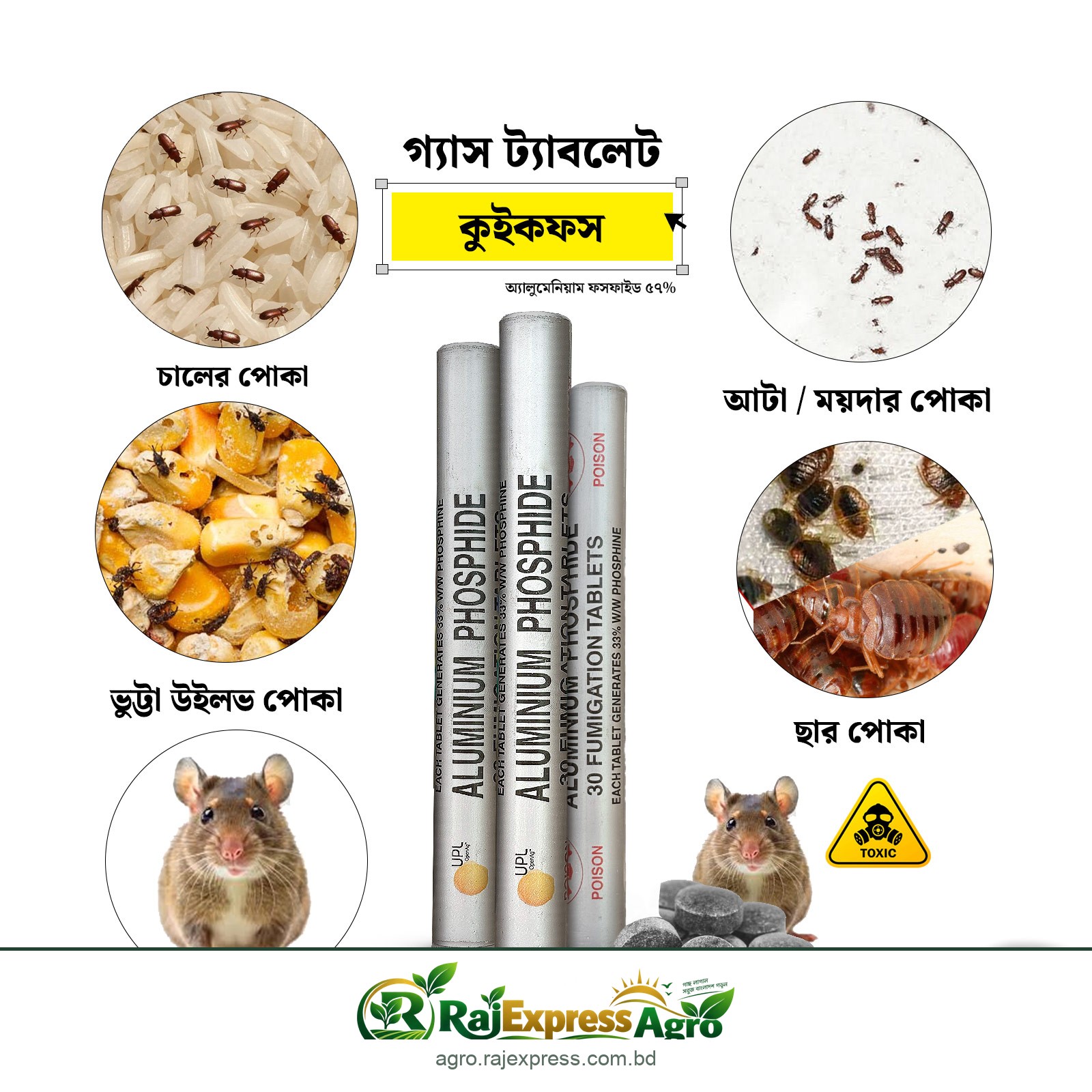 কুইকফস গ্যাস ট্যাবলেট - অ্যালুমিনিয়াম ফসফাইড ৫৭%